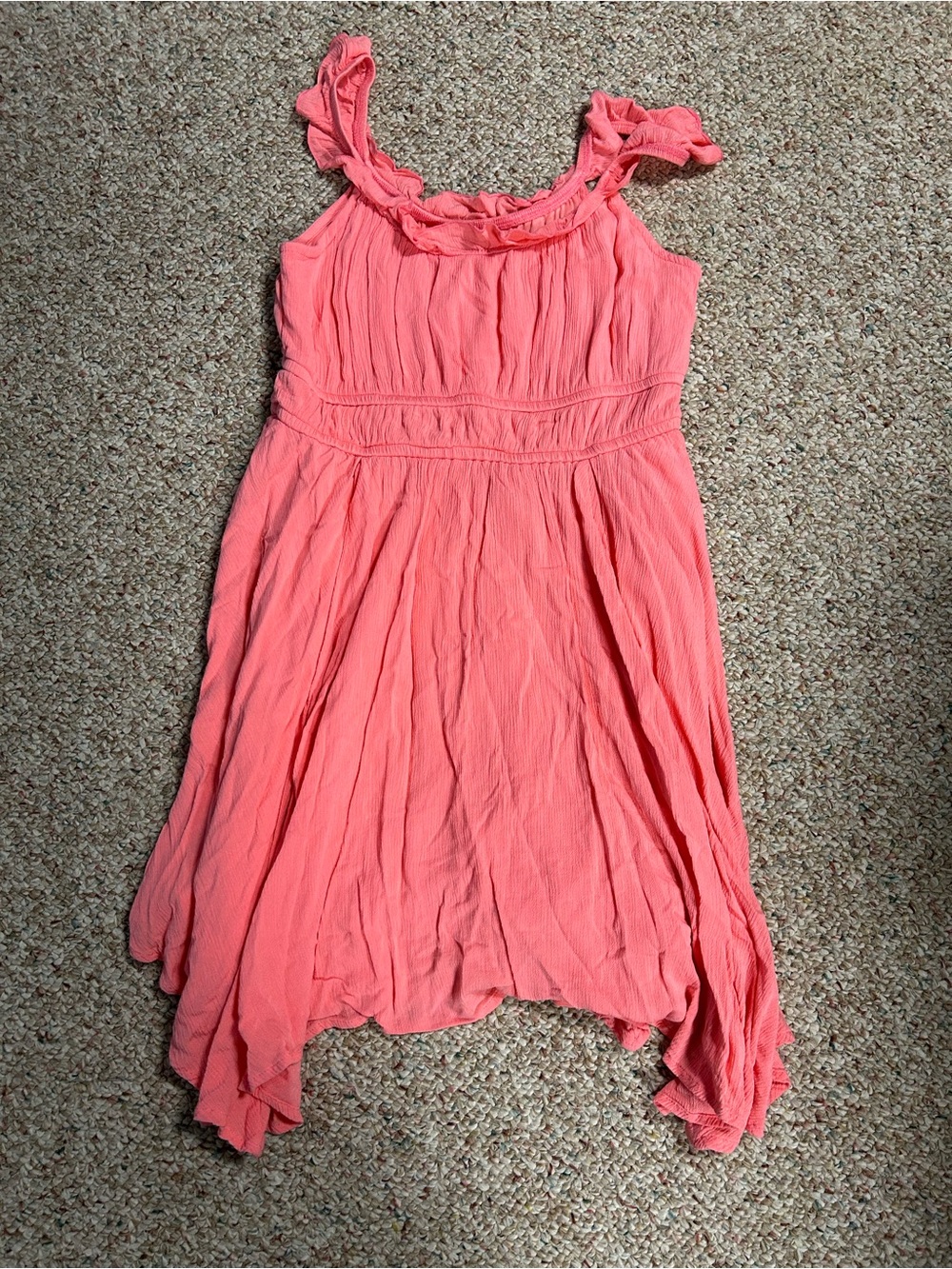 Women’s Coral Pink Sleeveless Ruffled Summer Dress